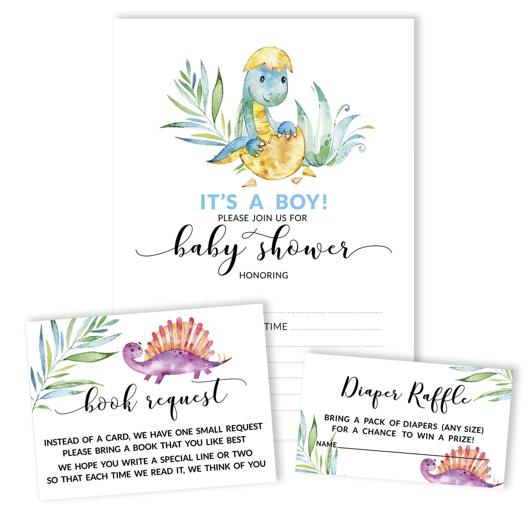 Inkdotpot Set Of 30Dinosaur Baby Shower Invitations-Diaper Raffle Tickets And Baby Shower Book Request Cards Jungle Animals Invites Its A Boy Its A Girl