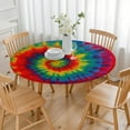 thumbnail image 3 of Colorful Tie Dye Pattern Round Fitted Tablecloth with Elastic Edge,Dining Table Cover Waterproof,Outdoor Round Tablecloth for Camping,Dining,Indoor and Outdoor, 3 of 7