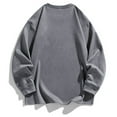 thumbnail image 4 of Mens Solid Color Sweatshirts Soft Cotton Crewneck Pullover Tops Long Sleeve Loose Casual Fall Winter Clothes (L, Gray), 4 of 4