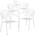 thumbnail image 3 of BizChair Commercial Grade 5 Pack White Indoor-Outdoor Steel Patio Arm Chair with Round Back, 3 of 11