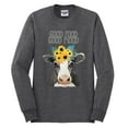 thumbnail image 2 of Wild Bobby, Good Food Good Mood Funny Cute Cow Animal Lover Mens Long Sleeve Shirt, Heather Black, 3XL, 2 of 3