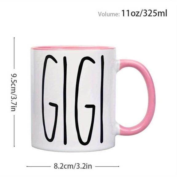 Funny Humorous Sarcastic 11oz Ceramic Coffee Mug Modern and Stylish GIGI Mug with Pink Handle Grandmothersfathers day Ideal Birthday Women Men Friend