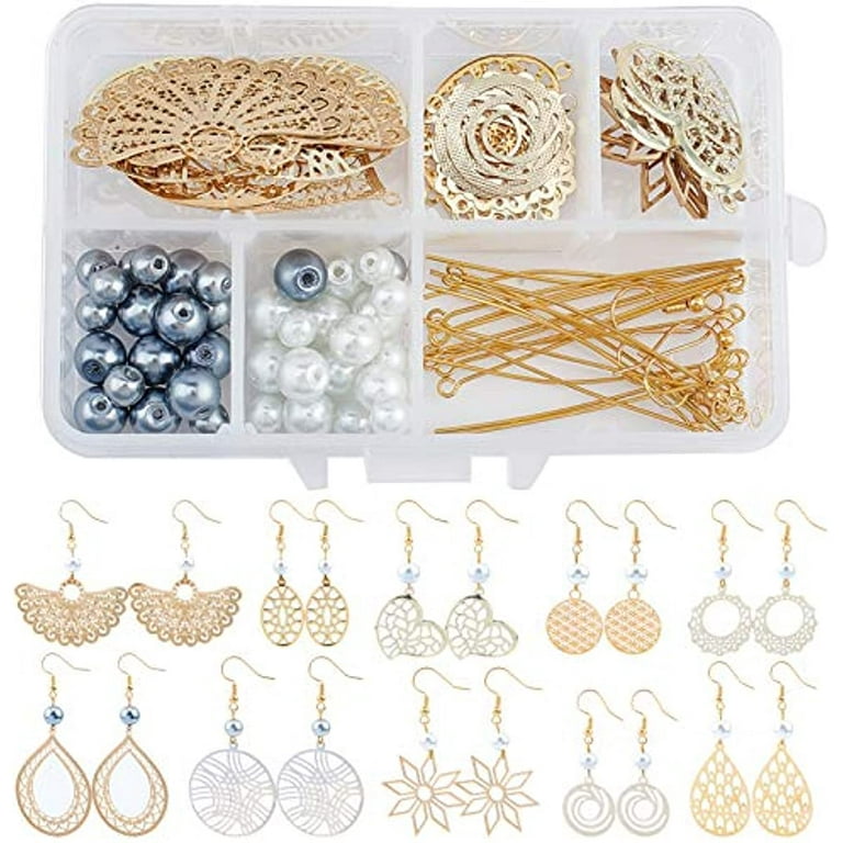 DIY Bead Earring Jewelry Kit - Gold & Blue ~ fish hook style