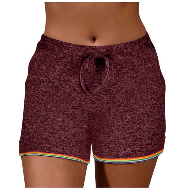 Plebaso Shorts Summer for Women Elastic Waist Drawstring Beach Shorts Womens Comfortable Lounge Shorts