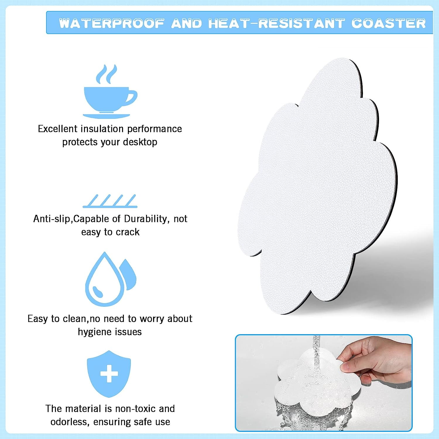 Attack Shark Cloud Keyboard Mouse Wrist Rest with Coaster Set,Ergonomic Palm Rest Combo for Pain Relief, Non-Slip,Ultra-Soft Memory Foam Wrist Cushion Support for Comfortable Typing/Gaming-Blue