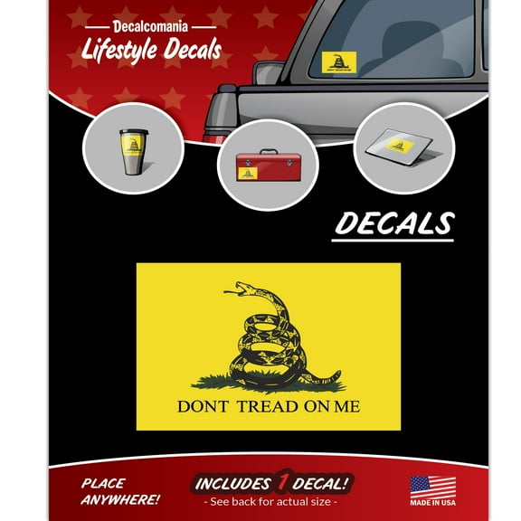 Dont Tread On Me Flag Vinyl - Car Decal - Large 4.5" x 6.5" Gadsden Flag Vinyl Sticker Bumper Stickers - Don't Tread On Me Sticker for Trucks - Window Stickers for Trucks