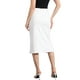 thumbnail image 4 of Falda de mezclilla INSPIRE CHIC para mujer, con cintura alta, abertura frontal, falda midi de mezclilla lavada con bolsillos, talla XS, blanca, 4 of 6