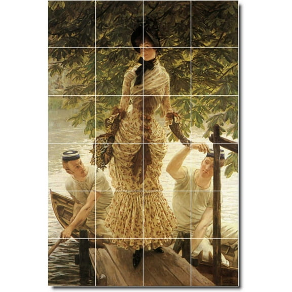 Ceramic Tile Mural-James Tissot Women Painting 122. 17" w x 25.5" h using (24) 4.25 x 4.25 ceramic tiles