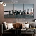 thumbnail image 2 of 3 Panel Canvas Wall Art Prints - Modern New York Prints Cityscape Brooklyn Bridge Picture Stretched and Framed for Living Room Home Office Decor - 12"x16" x 3 Panels, 2 of 7