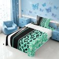 thumbnail image 3 of Homewish Green Cheetah Print Twin Sheets for Girls, Animal Print Stripe Bedding, 3-Piece (1 Flat Sheet, 1 Fitted Sheet and 1 Pillowcase), 3 of 6