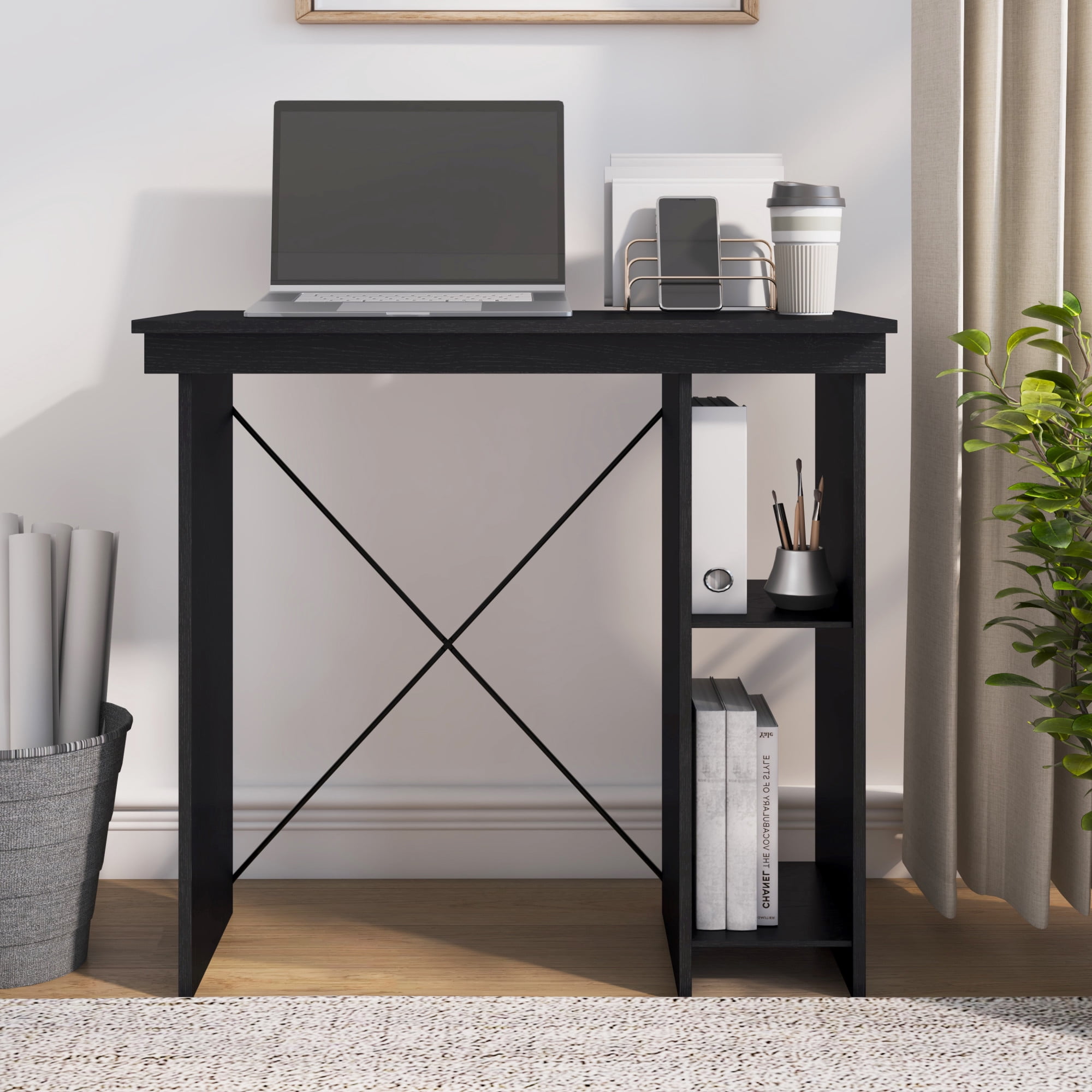 Mainstays Ardent Small-Space Writing Desk with No-Tools Assembly, Black