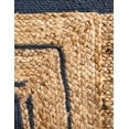 thumbnail image 7 of Unique Loom Braided Jute Collection Area Rug - Gujarat (5' 1" x 8' Rectangle Natural and Navy Blue/Navy Blue), 7 of 7