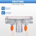thumbnail image 3 of 3 Inch 3 Way Splitter, T-Shaped Metal Manual Volume Damper for Vents Fans Extractors Range Hoods Heating Systems, 3 of 7