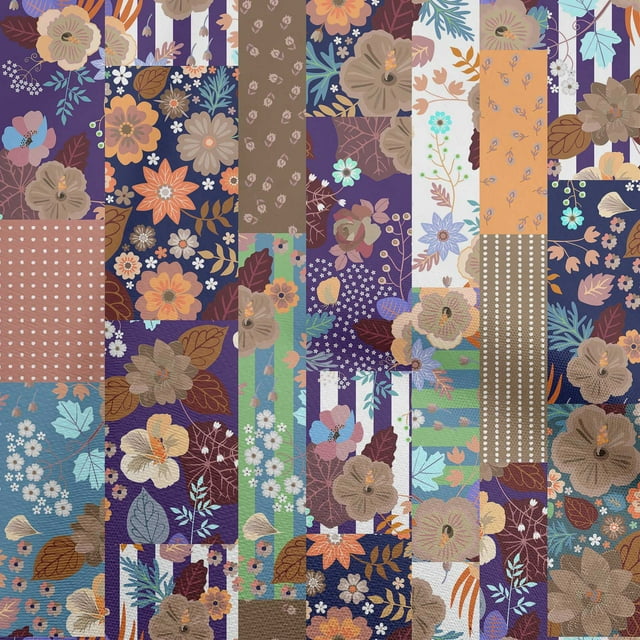 oneOone Silk Tabby Brown Fabric Asian Mix Floral Sewing Craft Projects Fabric Prints By Yard 42 Inch Wide