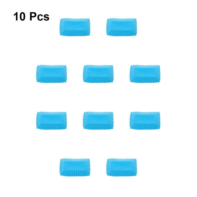 10 Pcs Moule à Gâteau en Silicone Rectangulaire Outils de Pudding Cuisson Outils de Cuisson Doublures de Cupcake Réutilisables Accessoires de Cuisson pour Cuisine Maison Fête Bleu