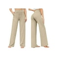 thumbnail image 3 of Pantalones Pierna para Mujer Pantalones Yoga Cintura Alta con Bolsillos Pantalones Deportivos Holgados y Elásticos para Trabajo o para Estar Cómoda en Casa Caqui M, 3 of 7