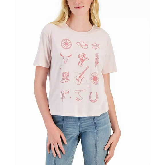 Rebellious One Juniors' Western Grid Short-Sleeve T-Shirt Small