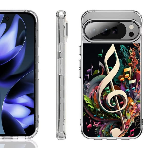 For Google Pixel 10 / 10 Pro Shockproof Phone Case, by OneToughShield - Music Notes Colorful
