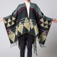 thumbnail image 4 of Las mujeres de punto mantón del poncho de imitación de la cachemira El modelo geométrico de la borla, 4 of 7