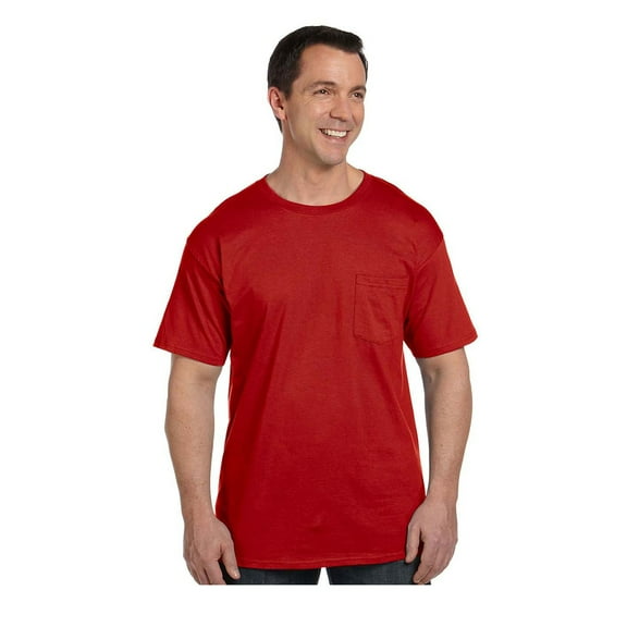 Hanes Adult High Stitch Ring Spun Preshrunk Pocket T-Shirt, Style 5190