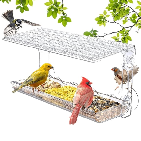Replio Window Bird Feeder for Outdoors Window Bird Feeder for Viewing Clear Bird Feeders Window Mounted With Strong Suction Cups Transparent Bird Outside Wild Bird Watching Gifts