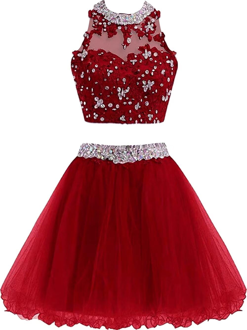 Chupeng Cute Lace Homecoming Dress Two Piece Prom Dress for Teens, Red,  Size 2 - Walmart.ca