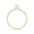 thumbnail image 2 of Angara Freshwater Cultured Pearl Dual Shank Ring with Diamonds in 14K Yellow Gold for Women | June Birthstone Jewelry for Her, 2 of 8