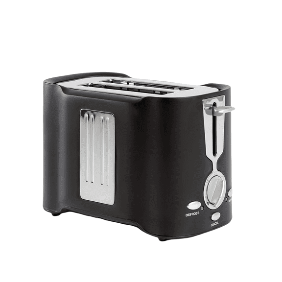 Hassch 2 Slice Toaster with Adjustable Browning Level and Drop-Down Crumb Tray, Stainless Steel, Black