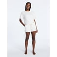 thumbnail image 2 of Joyspun Women's French Terry Lounge Sleep Short Sleeve Top and Shorts Set, 2-Piece, Sizes XS-3X, 2 of 5