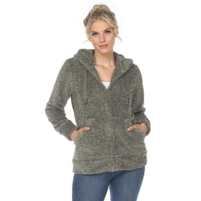 White Mark Veste Sherpa à Capuche pour Femmes