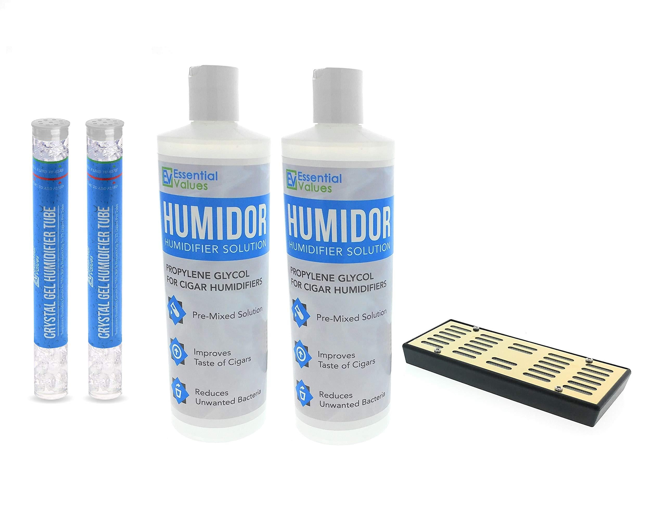 Humidor Solution & Cigar Humidor Humidifier Combo, 16oz Propylene Glycol and Cigar Humidifier