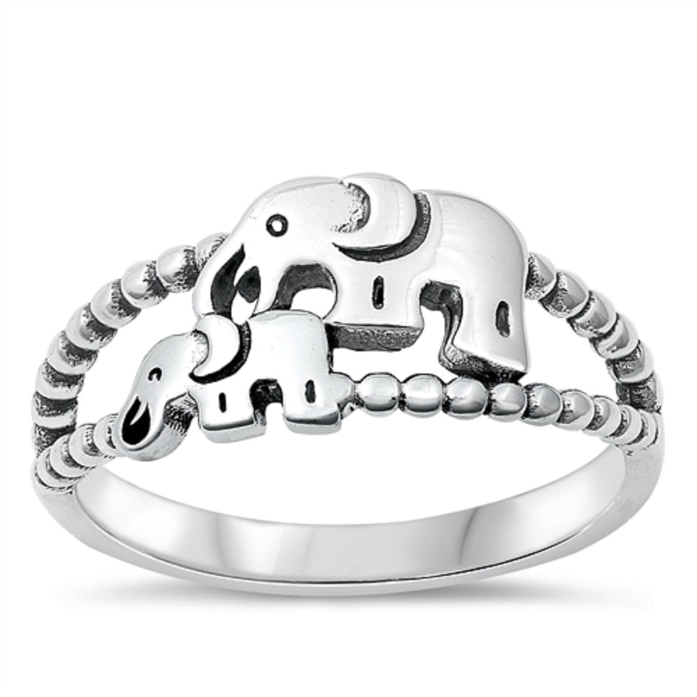 Good Luck Ring Sterling Silver with Yellow or Rose Gold Overlay Together Forever Elephant Ring Amulet Ring His & Her Ring.