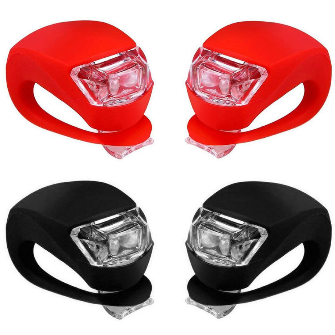 2 LED RED SILICONE MOUNTAIN BIKE BICYCLE REAR LIGHTS SET PUSH CYCLE LIGHT CLIP 