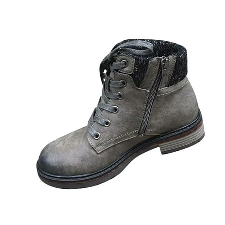 

Rdeuod Women Shoes Women S Vintage Splicing Bandage Round Toe Zip Up Short Naked Boots Winter For