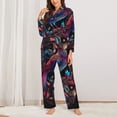 thumbnail image 2 of Fotbe Artistic Colorful Bird Pattern Long Sleeve Pajama Set for Women,Sleepwear Set,2-piece Loungewear Set,Soft PJs Comfy Nightwear with Pockets -XX-Large, 2 of 7