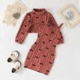 thumbnail image 2 of Toddler Outfits for Girls Sets Casual Winter Warm Cherry Print High Neck Long Sleeve Crop Top With Strappy Dress Cute Girls Fall Clothes Brown Size 3-4T, 2 of 9