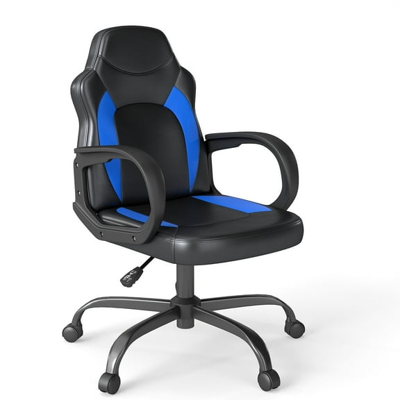 Ergonomic Gaming Chair with PU Leather Adjustable Swivel Office Chair for Home Study Blue