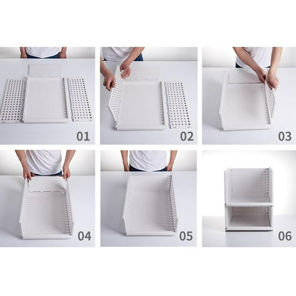 Panier de rangement empilable pliable de type tiroir pour le placard de  garde-robe de chambre à coucher organisent le court blanc 
