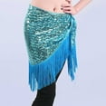 thumbnail image 5 of Nfurl Sequin Tassel Skirt for Women Shiny Belly Dance Hip Scarf Rave Party Festival Mini Skirts Trendy Glitter Sparkly Fringe Skirt Light Blue Free Size, 5 of 7