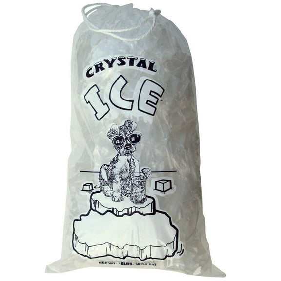 20 lb Ice Bags with Drawstring 13 in x 23 in x 1.85 mil Pack of 250 Heavy Duty Grade