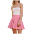 thumbnail image 1 of TaTaai Women Spring Summer High Waist Solid Color A-Line Bubble Skirt Comfort Fit Lightweight Breathable Machine Washable No Fading Versatile Daily Office Casual Wear Mini Skirt Gift, 1 of 5