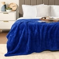 thumbnail image 5 of PAVILIA Sherpa Throw Blanket For Couch Sofa, Blue Fluffy Warm Plush Blanket for Bed, Cozy Super Soft Lightweight Throw, Fuzzy Decorative Blanket, All Season Home, 50x60, 5 of 9