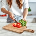 thumbnail image 3 of 5 Pack Rubberwood Cutting Board Bulk Wooden Serving Tray Kitchen Chopping Boards with Handle for Laser Engraving Gift (13.8 x 7 Inch), 3 of 7