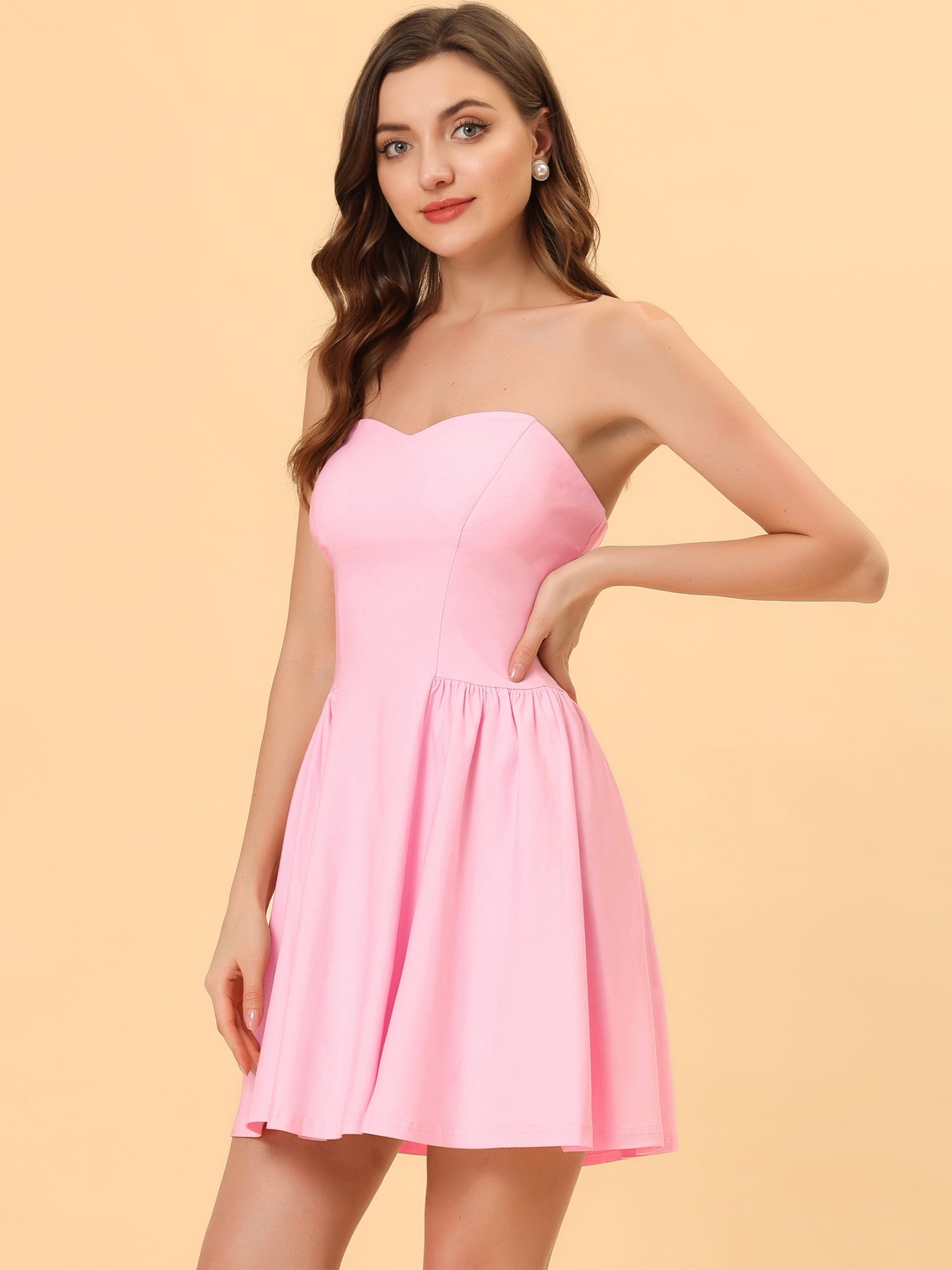 DARING DIVA Party Mini Strapless Sweetheart Neck Christmas Mini Dress XL Pink