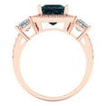 thumbnail image 4 of 3.005 ct Princess Cut Natural London Blue Topaz 3 Stone 14K Rose Gold Womens Engagement Ring, 4 of 6