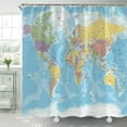 thumbnail image 1 of Cortina de ducha TOMOZ World Map Geography 175 x 180 cm con ganchos, 1 of 6