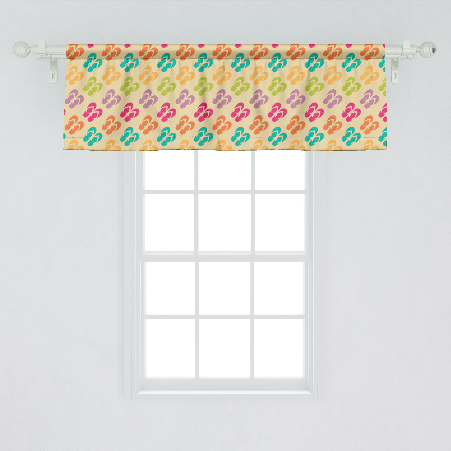 Ambesonne Flip Flop Window Valance, Minimalist Style Repeating Pattern