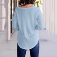 thumbnail image 5 of Waffle Knit Shirts Womens Casual Loose Pullover Tops Long Lantern Sleeve Tunic Crewneck Tee Blouses, 5 of 6