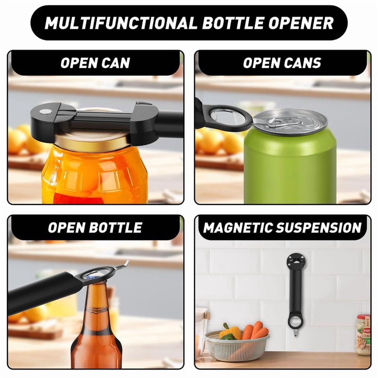 Multifunctional Bottle Opener Stainless Steel Lid Opener Adjustable WineBeer Can Opener for Weak Hands Seniors   Kitchen Tools