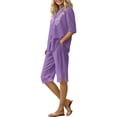 thumbnail image 6 of Womens Sets 2 Piece Outfits Casual Short Sleeve Button Down Shirt and Shorts Loungewear Summer Clothes, 6 of 7